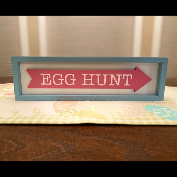 Easter Egg Hunt Sign, Blue & Pink Arrow Egg Hunt Decor Sign, Tabletop or Wall - Picture 5 of 12